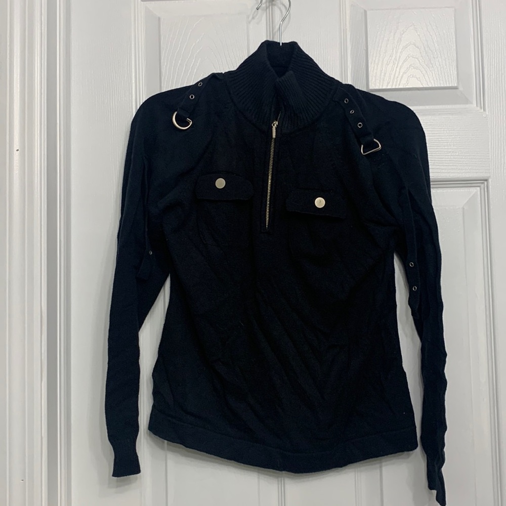 2/$15 Black sweater with buckles and zippers
